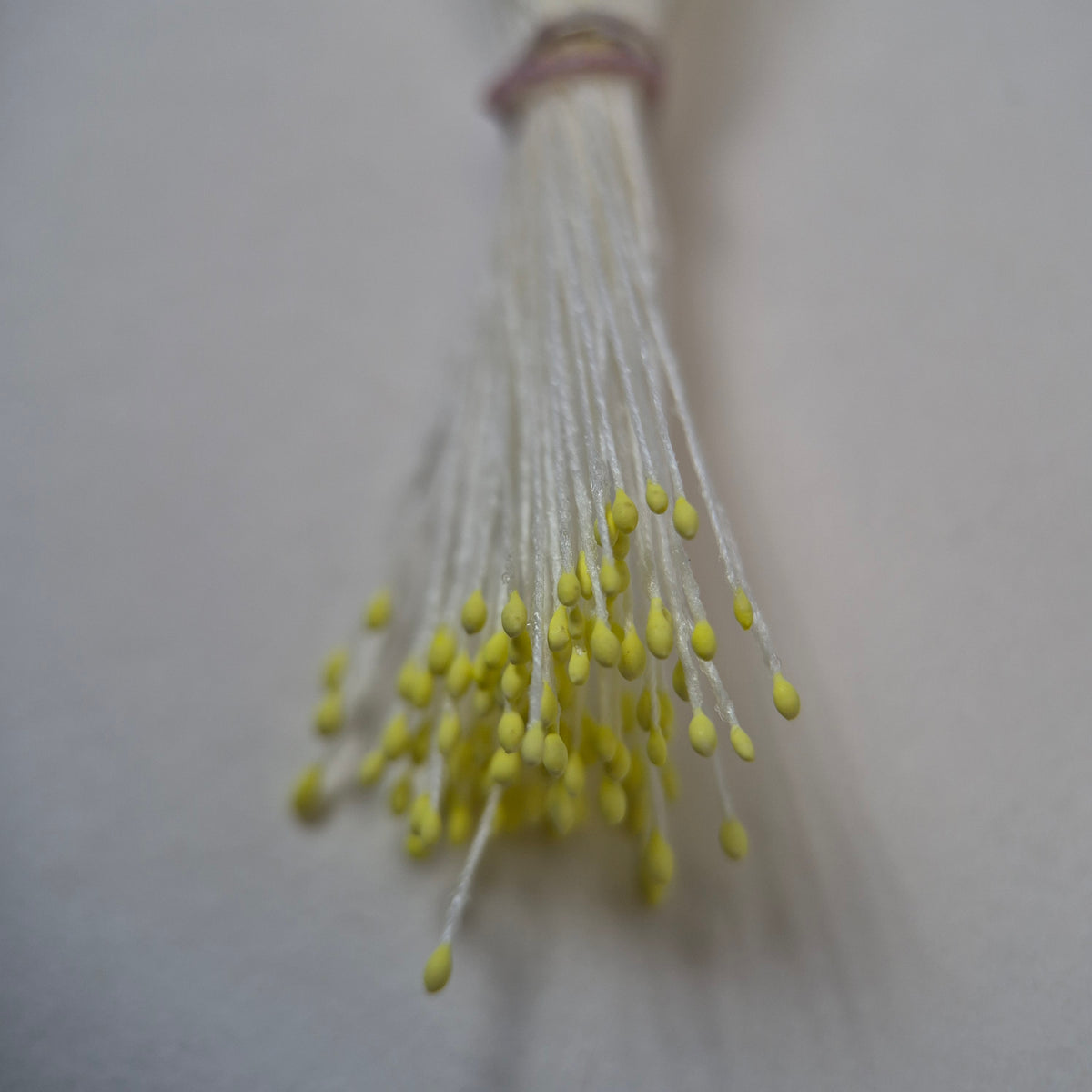 Japanese Miniature Stamen – Size S (Yellow on White Thread) | Tiny Stamens for Silk Floristry & Miniature Flowers