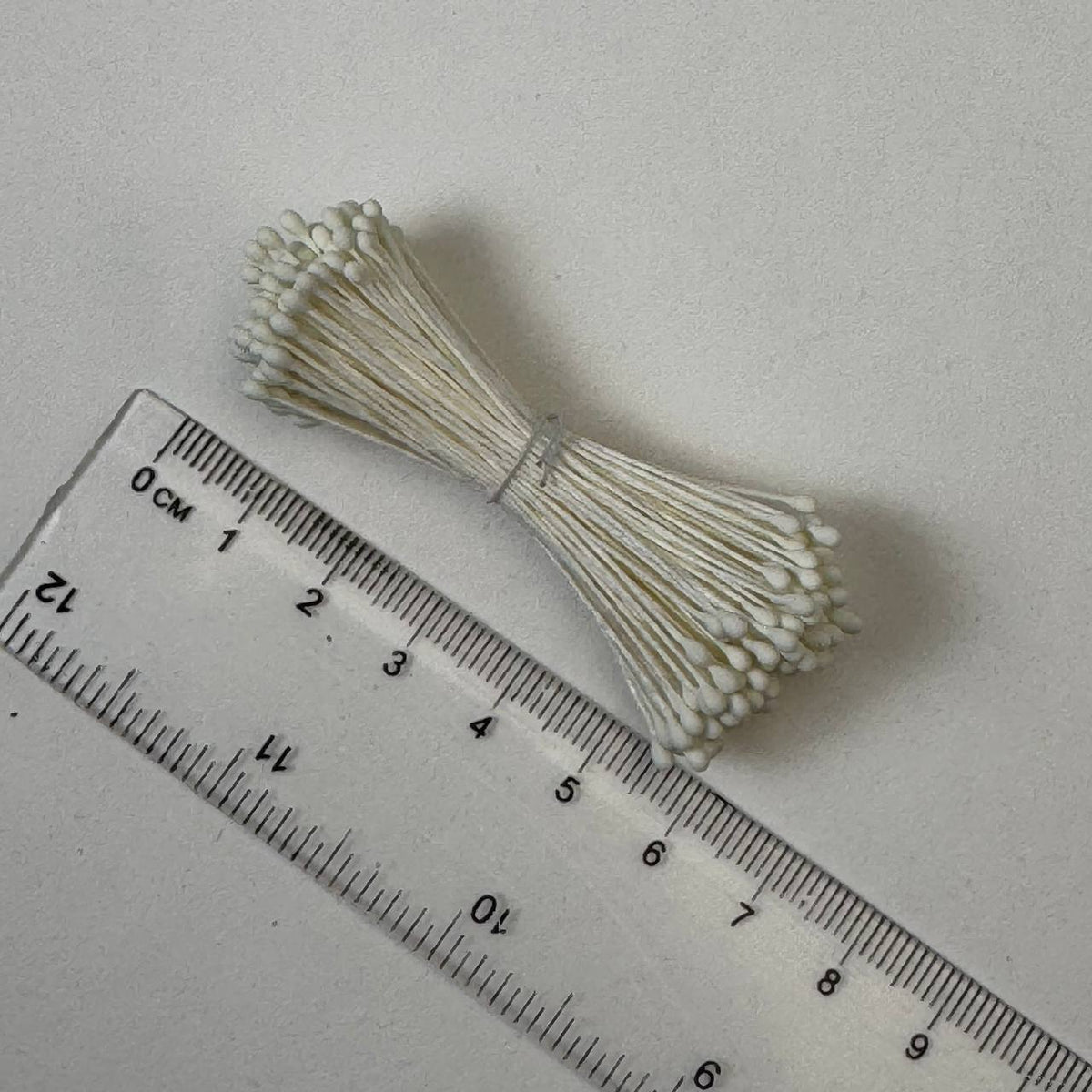 Cream naturalistic flower stamens size L with botanical shapes on cream cotton threads, premium Japanese craft supplies