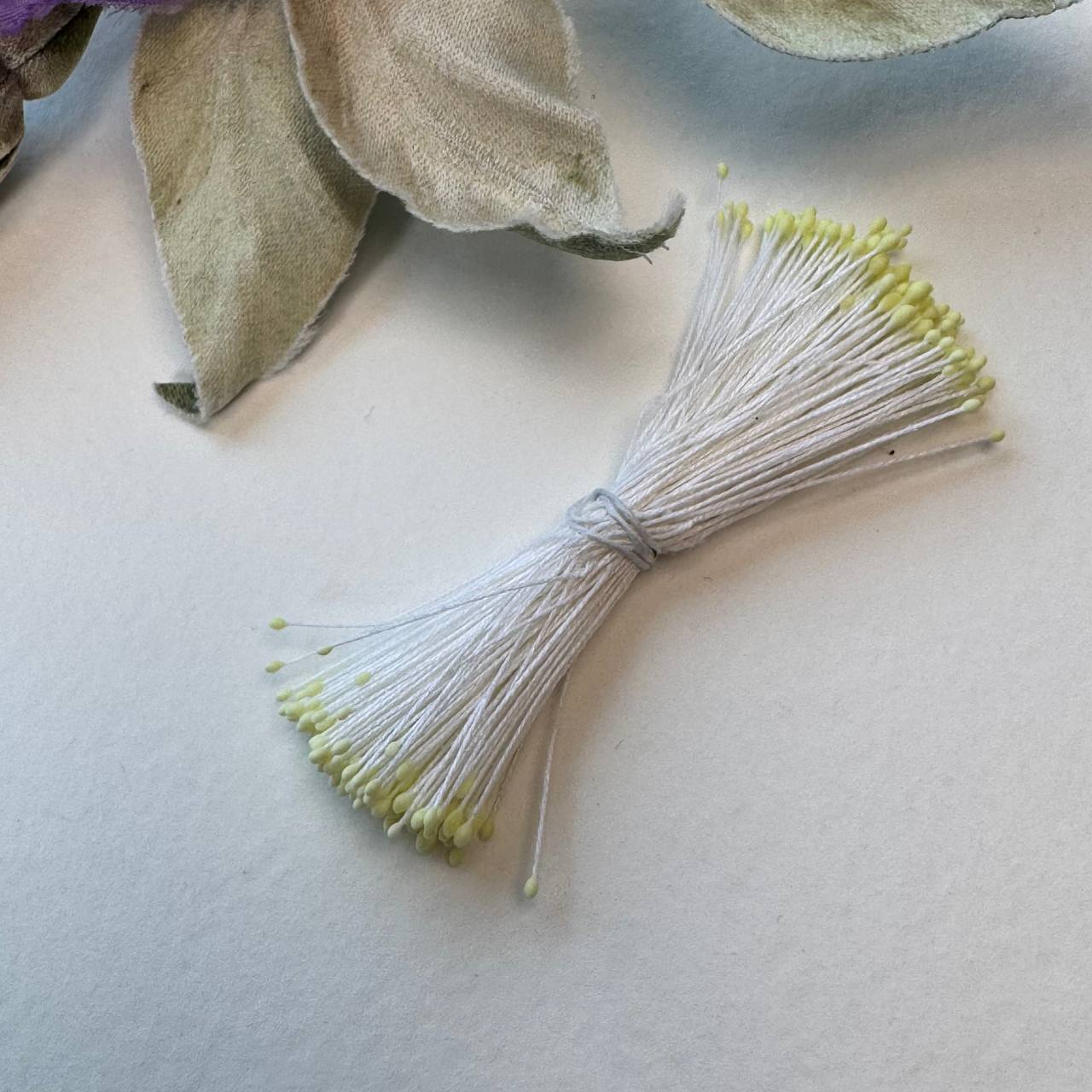 Japanese Miniature Stamen – Size S (Soft Yellow on White Thread)