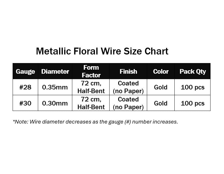Gold Metallic Floral Wire Hadaka (72 cm Half-Bent)