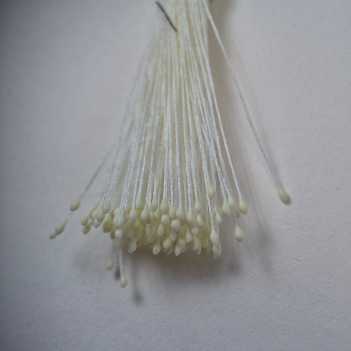Japanese Miniature Stamen – Size S (Soft Yellow on Soft Yellow Thread) | Tiny Stamens for Silk Floristry & Miniature Flowers