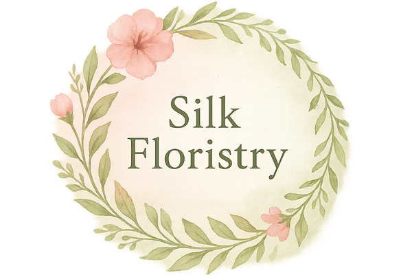 Silk Floristry logo with floral design on a white background