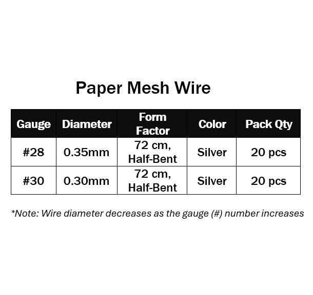 Paper Mesh Wire (Silver) 20 pcs/pack (72 cm Half-Bent)