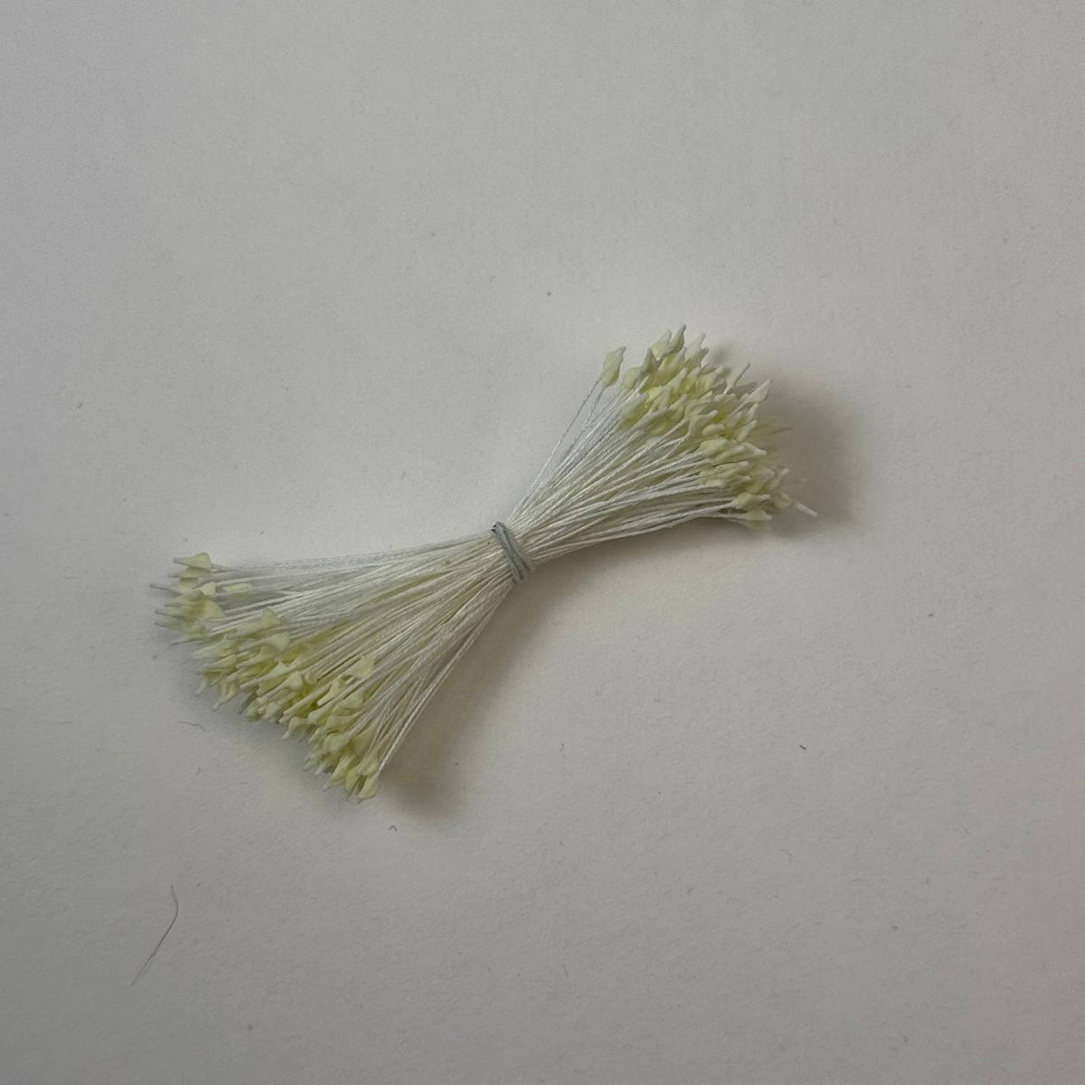 Miniature cream naturalistic flower stamens size S with botanical shapes on cream cotton threads, premium Japanese craft supplies