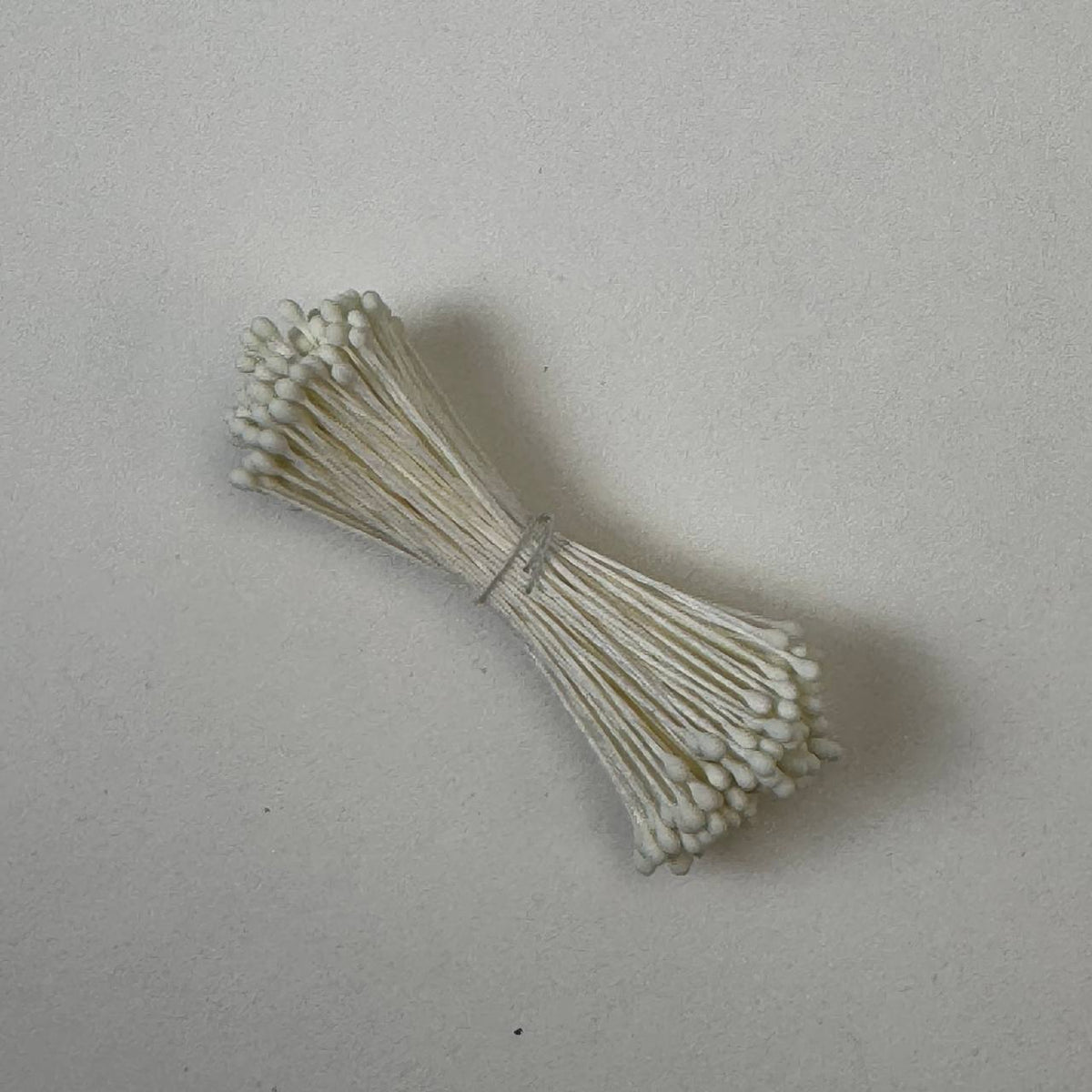 Cream naturalistic flower stamens size L with botanical shapes on cream cotton threads, premium Japanese craft supplies