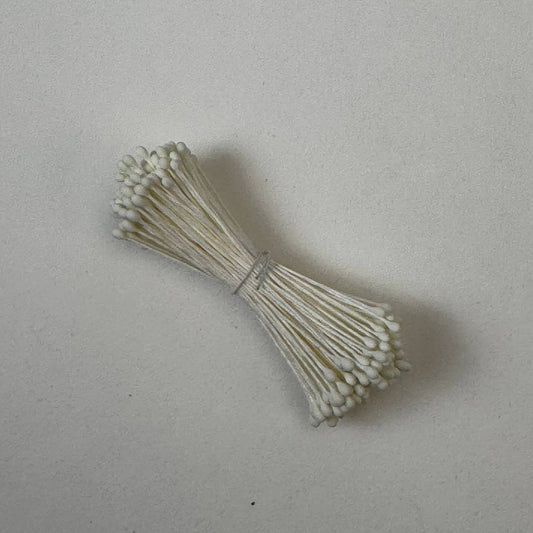 Cream naturalistic flower stamens size L with botanical shapes on cream cotton threads, premium Japanese craft supplies