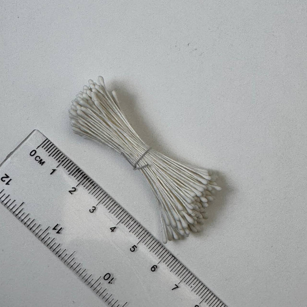 Cream naturalistic flower stamens size L with botanical shapes on cream cotton threads, premium Japanese craft supplies