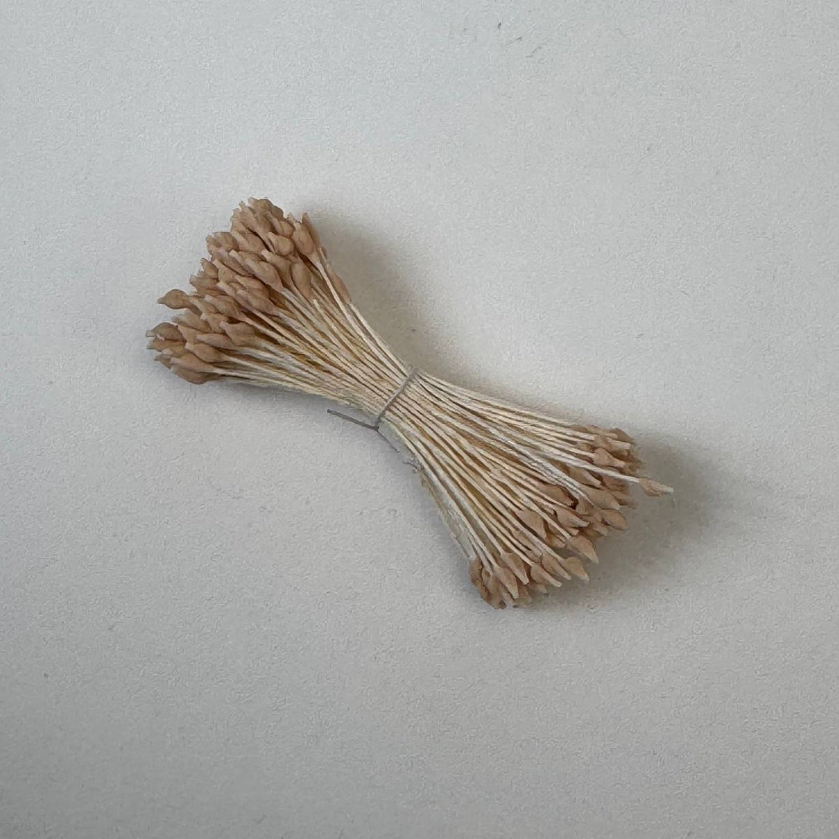 Cream naturalistic flower stamens size L with botanical shapes on cream cotton threads, premium Japanese craft supplies