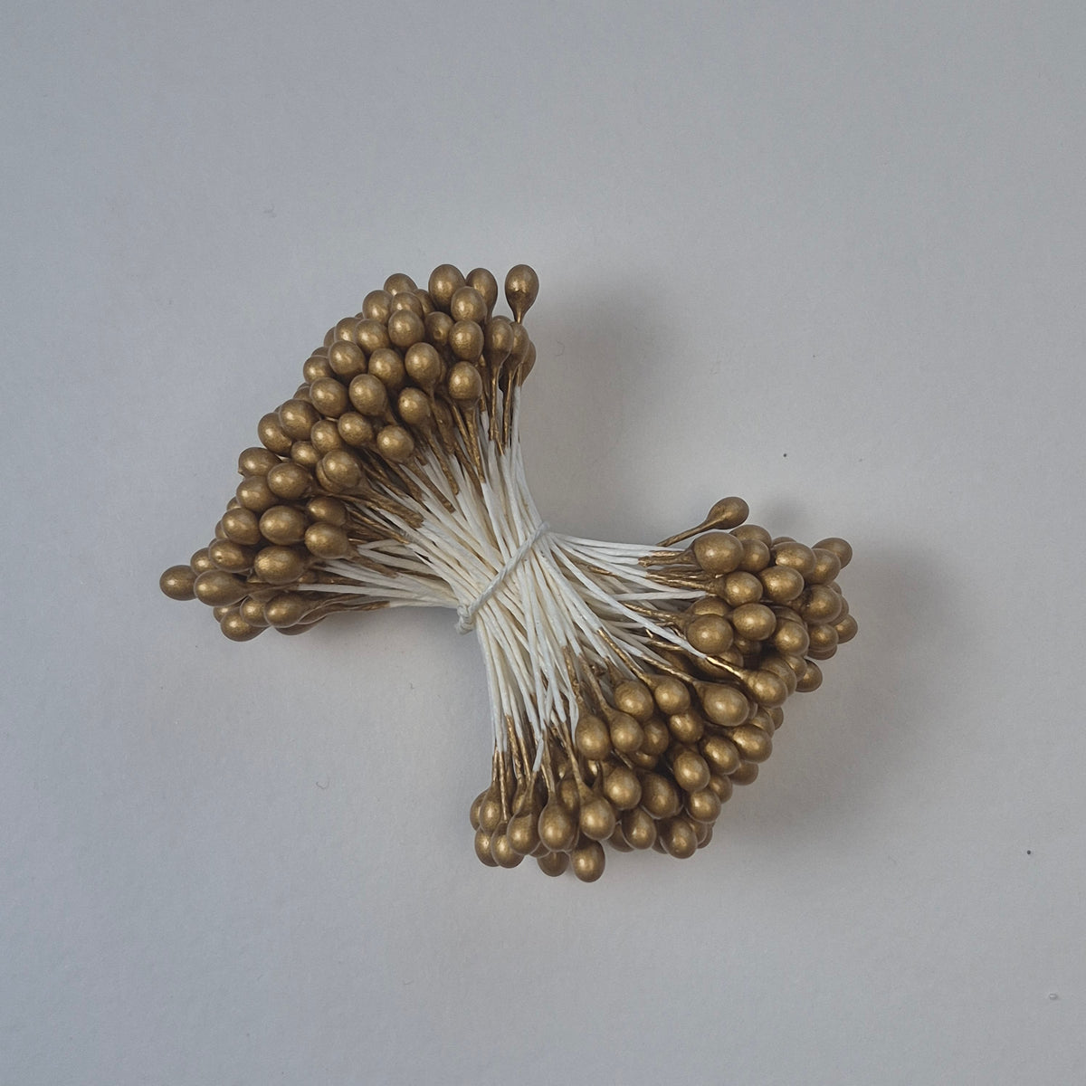 A bundle of extra-large size XL Japanese flower stamens made of rice flour and white rayon threads, featuring elegant gold round heads