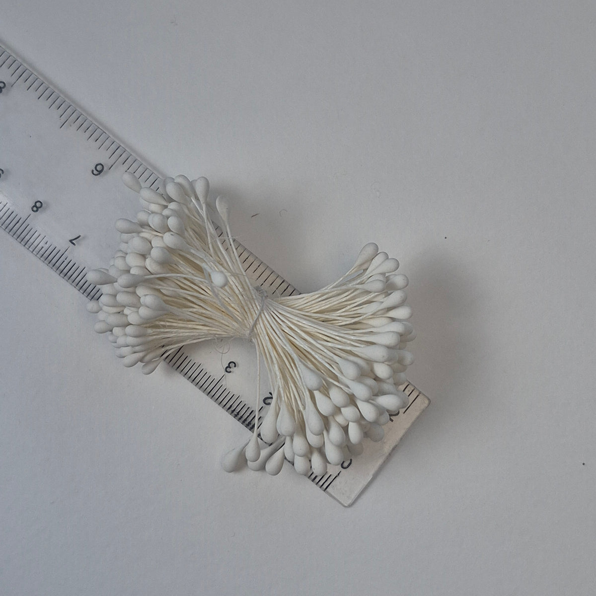 A bundle of extra-large size XL Japanese flower stamens made of rice flour and white rayon threads, featuring pure white round heads