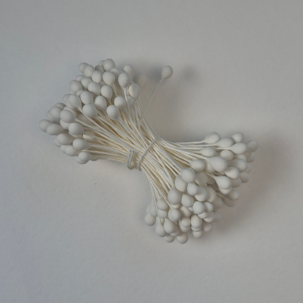 A bundle of extra-large size XL Japanese flower stamens made of rice flour and white rayon threads, featuring pure white round heads