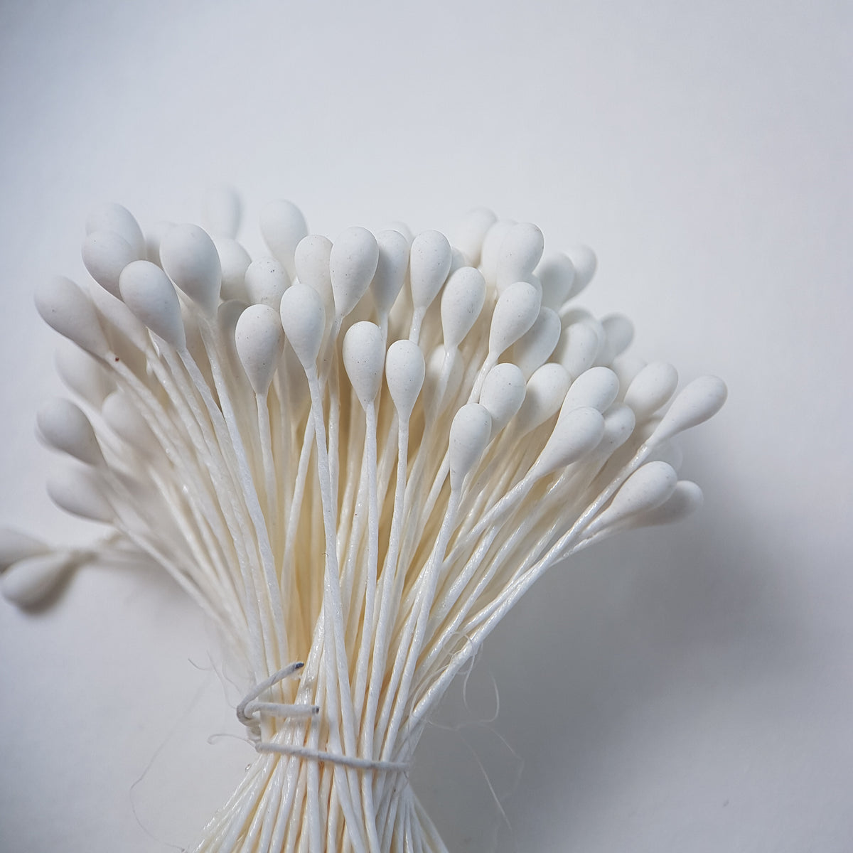 A bundle of extra-large size XL Japanese flower stamens made of rice flour and white rayon threads, featuring pure white round heads