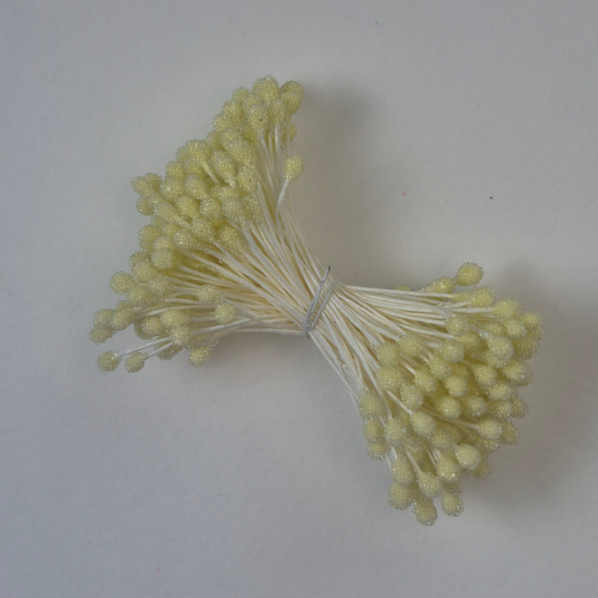 A bundle of size XL Japanese lemon sugar ball flower stamens made of rice flour and cream rayon threads, featuring 5mm frosted round heads