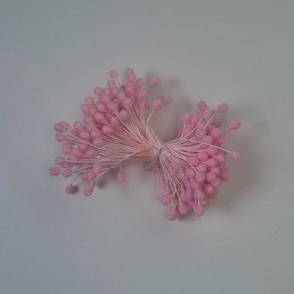 A bundle of size XL Japanese pink sugar ball flower stamens made of rice flour and cream rayon threads, featuring 5mm frosted round heads