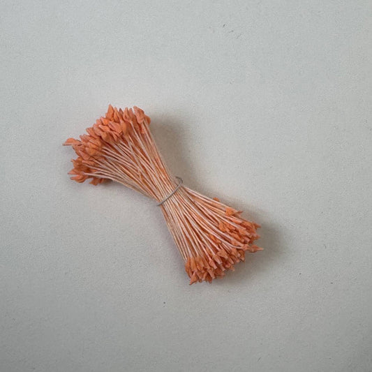 Orange naturalistic flower stamens size L with botanical shapes on orange cotton threads, premium Japanese craft supplies