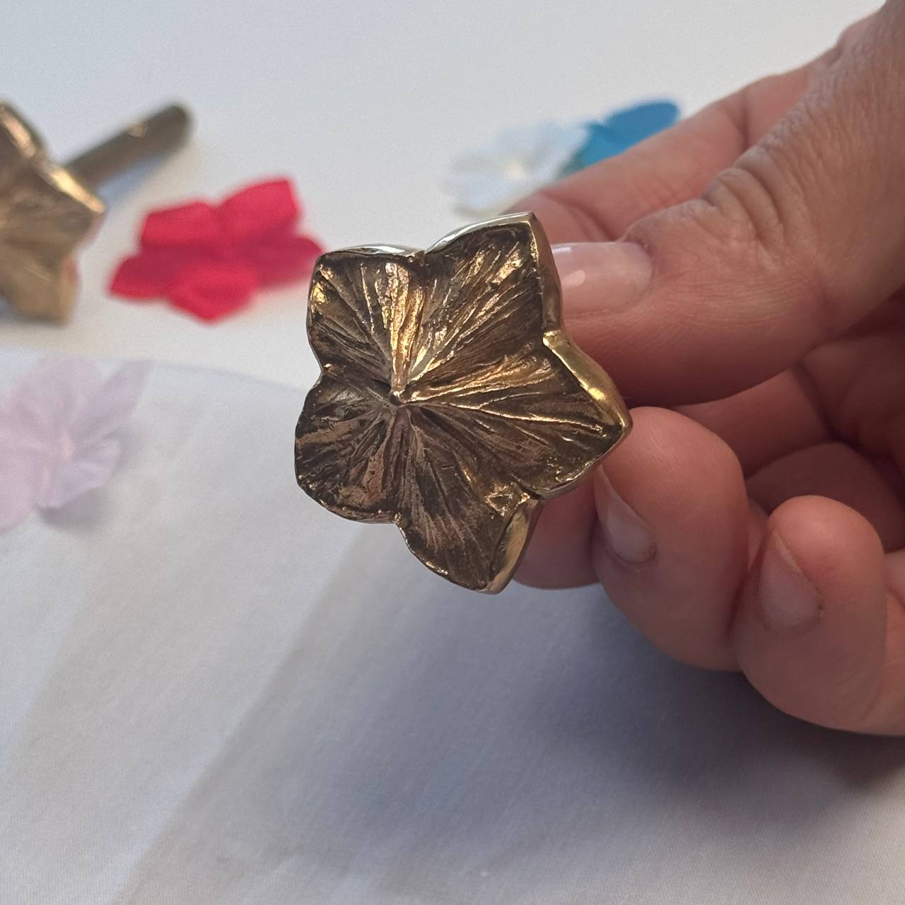 Brass 5-Petal Flower Press | Floral Iron Tip for Soldering Iron
