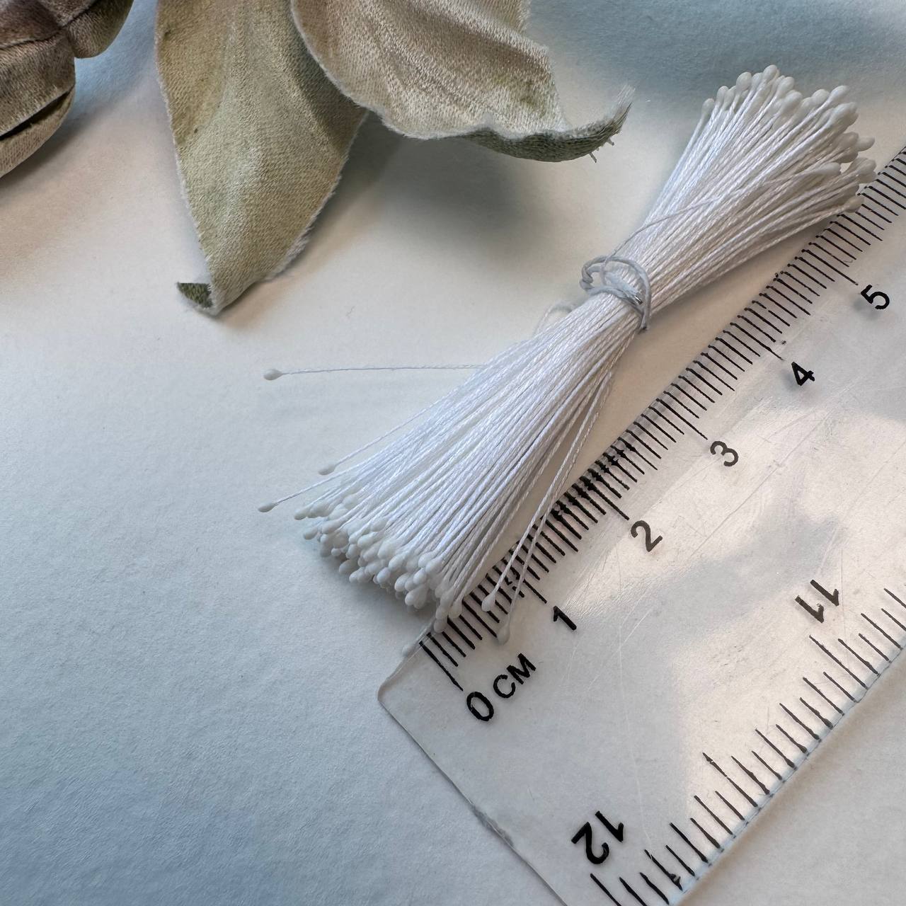 Japanese Miniature Stamen – Size S (White on White Thread) | Tiny Stamens for Silk Floristry & Miniature Flowers