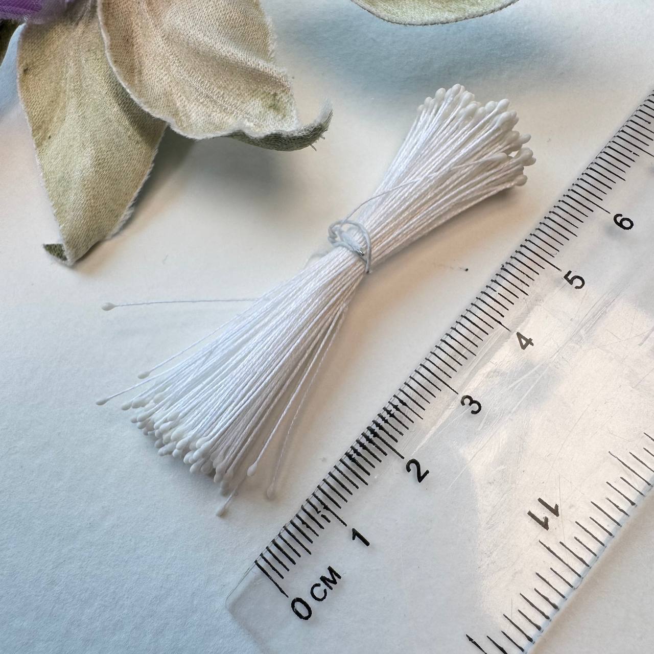 Japanese Miniature Stamen – Size S (White on White Thread) | Tiny Stamens for Silk Floristry & Miniature Flowers