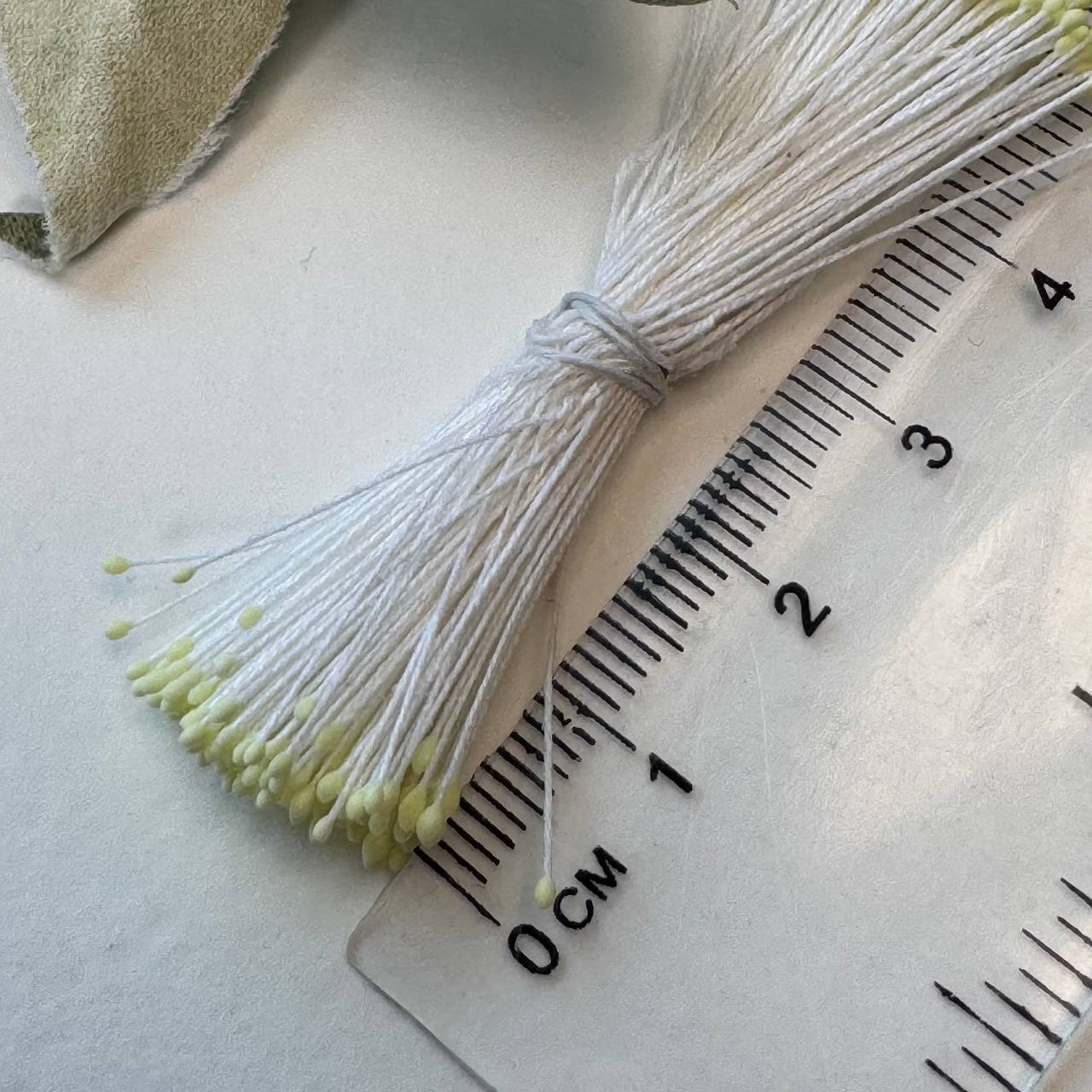 Japanese Miniature Stamen – Size S (Soft Yellow on White Thread)