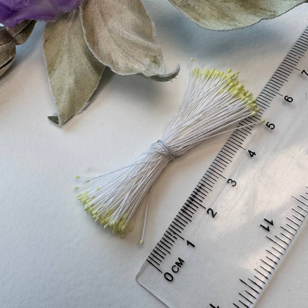 Japanese Miniature Stamen – Size S (Soft Yellow on White Thread)