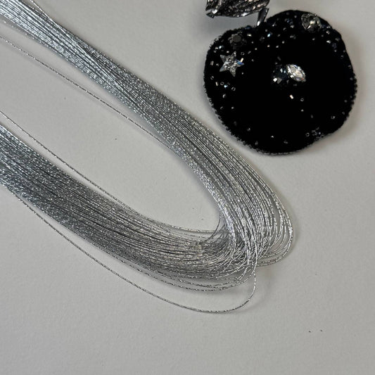 Silver Metallic Floral Wire Hadaka (72 cm Half-Bent)