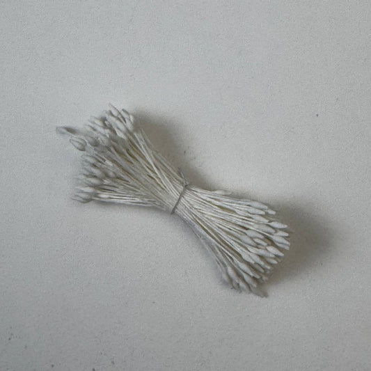 Large white pointed flower stamens size L with elegant sharp shapes on white cotton threads, premium Japanese craft supplies
