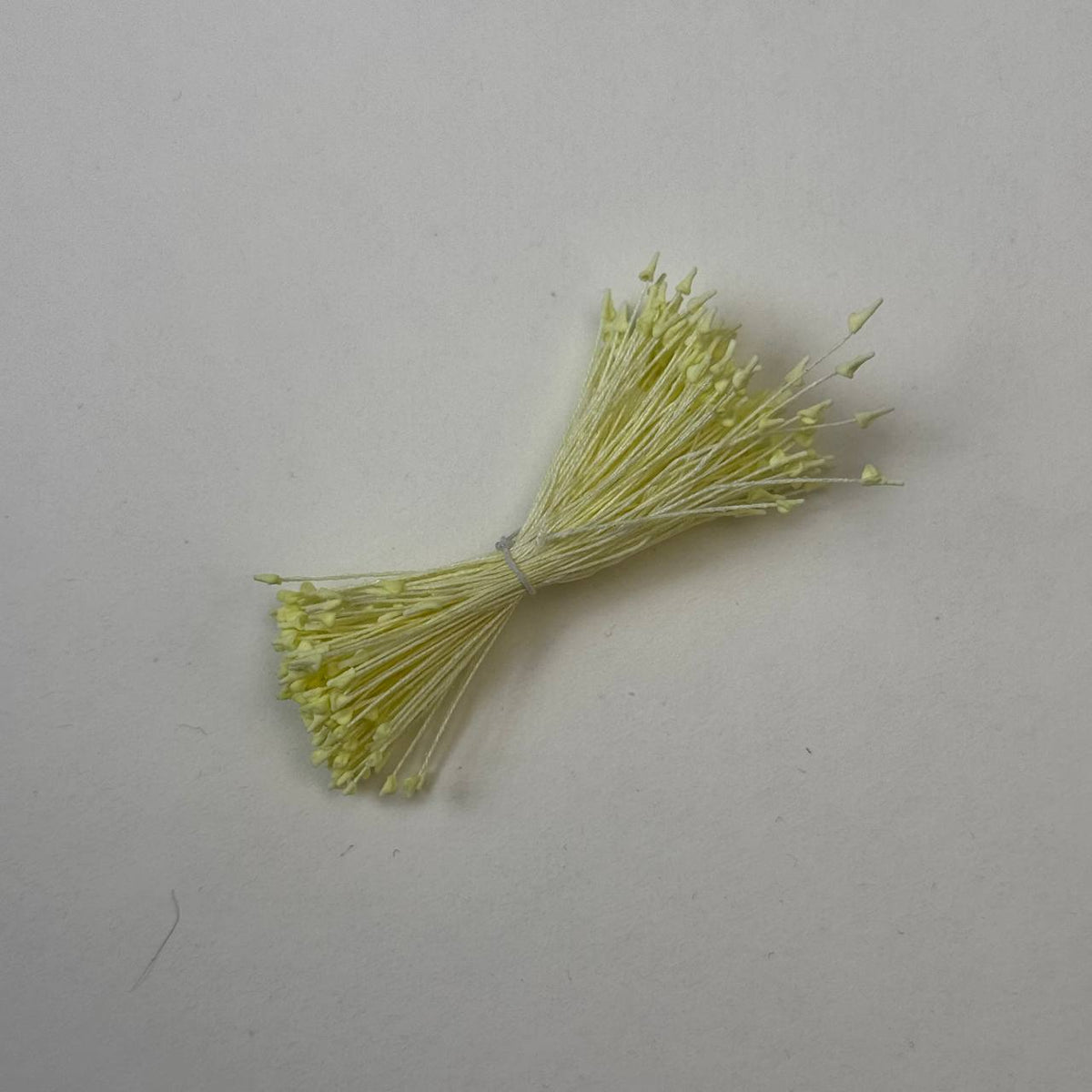 Miniature yellow naturalistic flower stamens size S with botanical shapes on yellow cotton threads, premium Japanese craft supplies